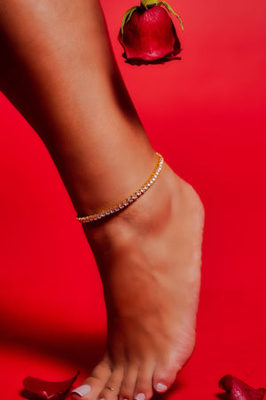 Smiley Face Charm Anklet - Gold | Makk Fashions